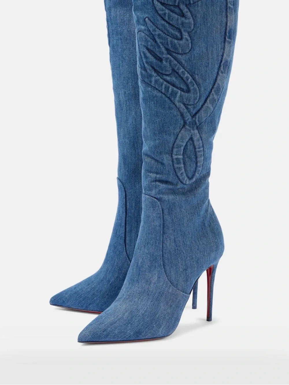 Christian Louboutin Blue Denim Over-the-Knee Stiletto Boots